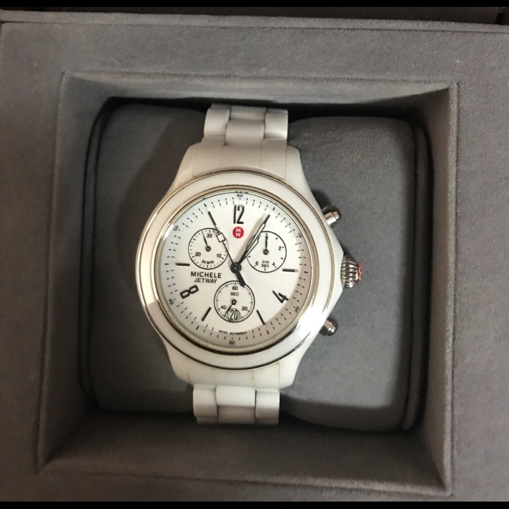 Michelle white porcelain chronograph watch